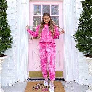 NWT LoveShackFancy Marbled French Terry Blex Pant Pink size Large HTF